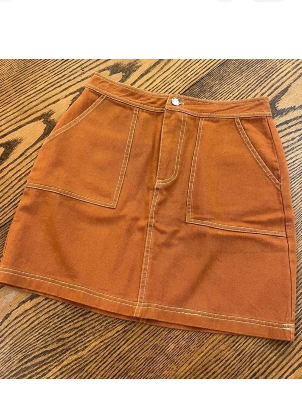 Burnt Orange Y2K Mod Mini Skirt Francesca’s Sofi Angel Pockets Fall Size Medium